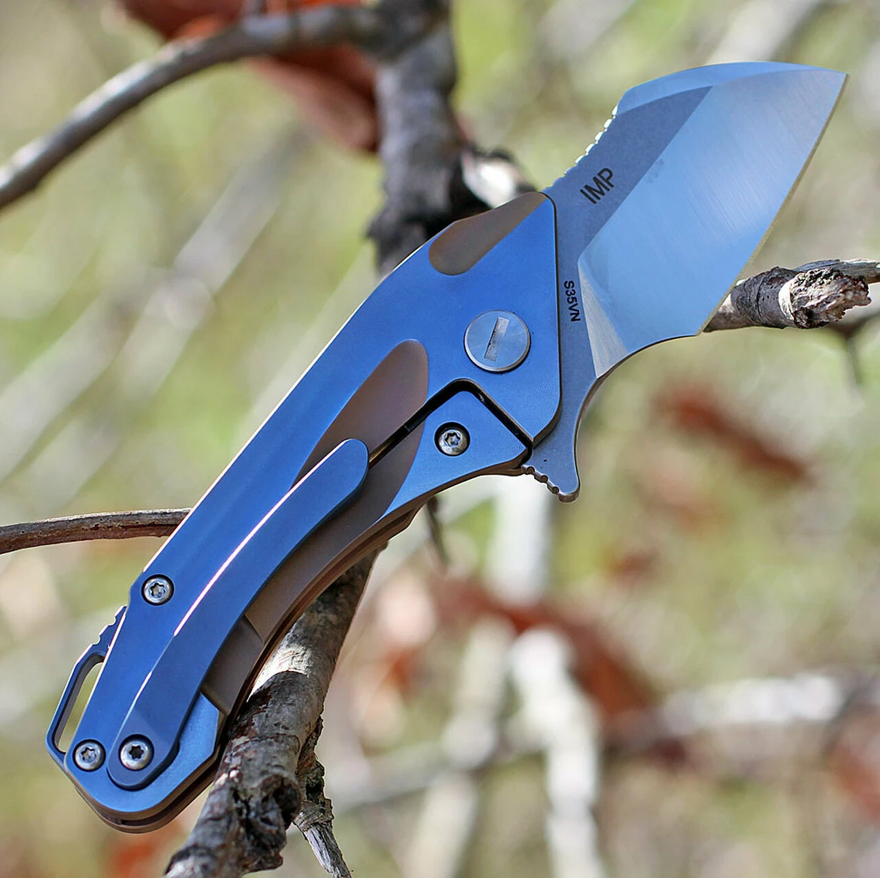 Wholesale 👏 Bestech T1710B Imp, 2" CPM-S35VN Plain Blade, Blue Titanium Handle w/Bronze Inlay ⭐ 2 Wholesale 👏 Bestech T1710B Imp, 2" CPM-S35VN Plain Blade, Blue Titanium Handle w/Bronze Inlay ⭐ - Image 2