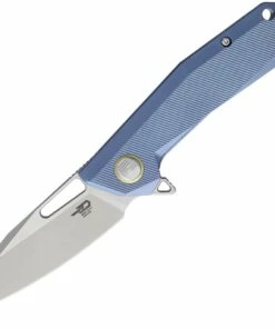Buy 😀 Bestech T1802C Shrapnel, 3.5" CPM-S35VN Plain Blade, Blue Titanium Handle 🌟