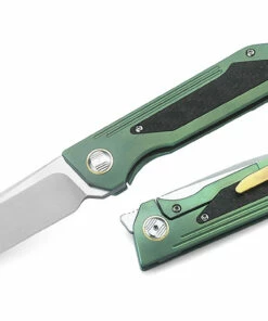 New ✨ Bestech Knives BT1803B SHINKANZEN, 3.54" S35VN Plain Blade, Green Titanium Handle w/Carbon Fiber Inlay 💯 -Automatic Knives shop btkt1803b 2 89251.1566586042