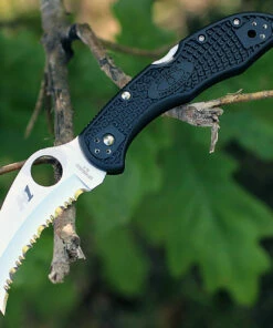 Best deal ❤️ Spyderco Knives Spyderco Tasman Salt 2 FRN Black C106SBK2, 2.80 " H-1 Serrated Blade 🧨