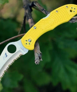 Top 10 ✔️ Spyderco Knives Spyderco Tasman Salt 2 FRN Yellow C106SYL2, 2.80 " H-1 Serrated Blade 🛒