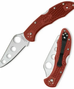 Brand new 🎁 Spyderco Knives Spyderco C11TR Delica 4 Trainer, 2.75" AUS-6 Blunt Edge, Red FRN Handle ✨
