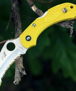 Cheapest 🎁 Spyderco Knives Spyderco Dragonfly2 Hawkbill Salt C28SYL2HB, 2.3 in. H-1 Serrated Blade, Yellow FRN Handle ⌛