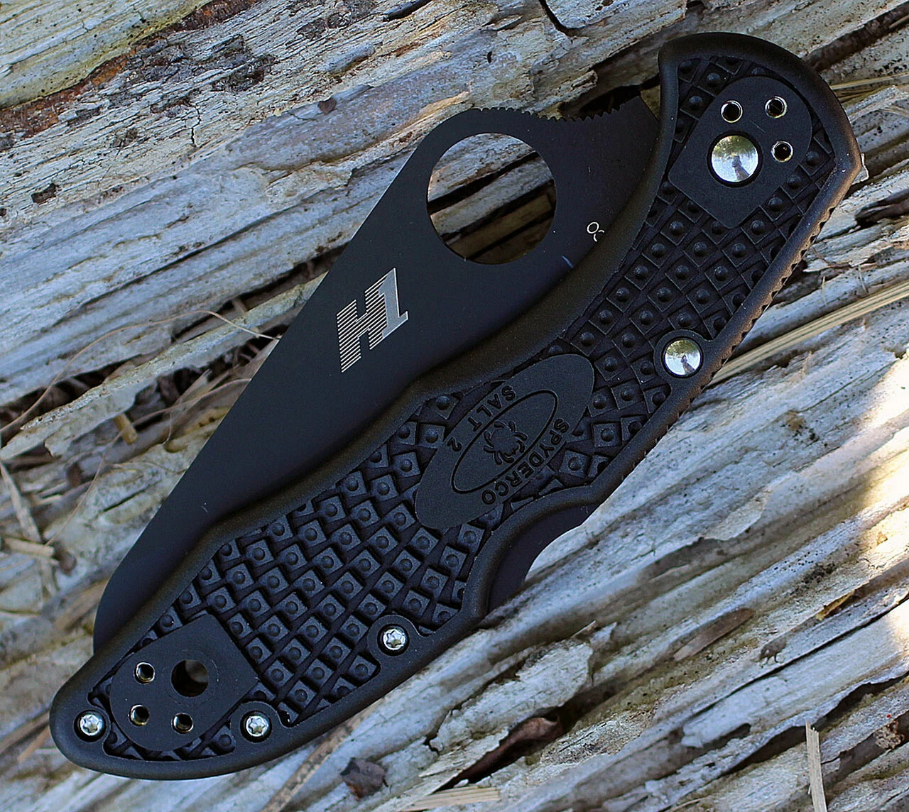 Wholesale ๐ Spyderco Knives Spyderco Salt 2 All Black Lightweight C88SBBK2, 3.0" H-1 Black Serrated Blade, FRN Handle ๐ 4 Wholesale ๐ Spyderco Knives Spyderco Salt 2 All Black Lightweight C88SBBK2, 3.0" H-1 Black Serrated Blade, FRN Handle ๐ - Image 4