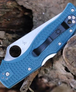 Discount ⌛ Spyderco Knives Spyderco Stretch 2 Straight Spine C90FP2K390, 3.43" Satin K390 Blade, Blue FRN Handle ✔️ -Automatic Knives shop c90fp2k390.2 37622.1627317622