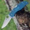 Discount ⌛ Spyderco Knives Spyderco Stretch 2 Straight Spine C90FP2K390, 3.43" Satin K390 Blade, Blue FRN Handle ✔️