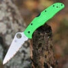 Outlet 🤩 Spyderco Knives Spyderco Pacific Salt 2 C91FSGR2, 3.78" LC200N Satin SpyderEdge Blade, Green FRN Handle 🧨