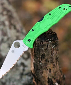 Outlet 🤩 Spyderco Knives Spyderco Pacific Salt 2 C91FSGR2, 3.78" LC200N Satin SpyderEdge Blade, Green FRN Handle 🧨