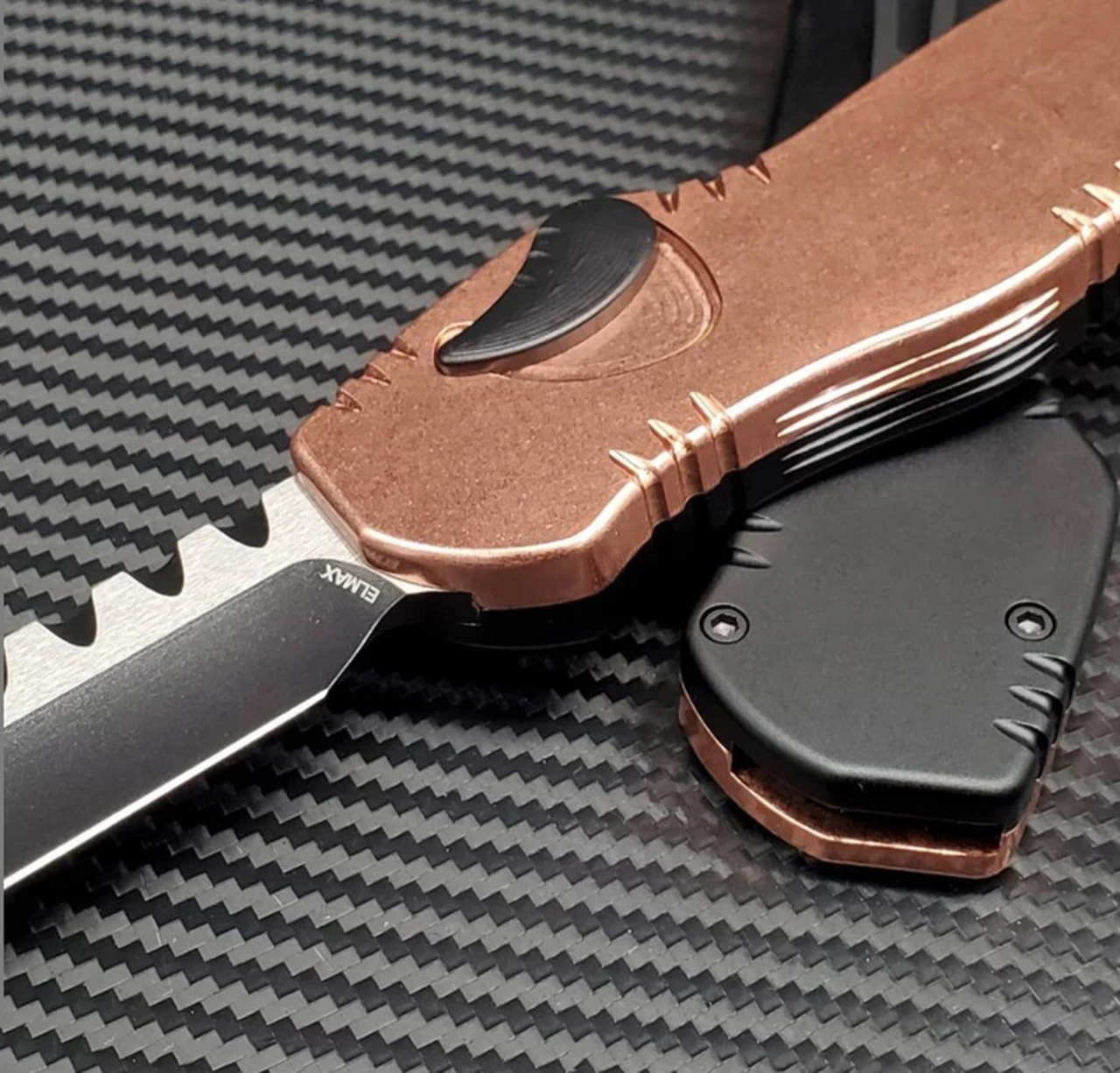 Flash Sale 🎁 Heretic Knives Heretic Hydra V.2 OTF Automatic - Copper / Blk (3.6" Elmax Tanto) H006-10A-COPPER 😀 2 Flash Sale 🎁 Heretic Knives Heretic Hydra V.2 OTF Automatic - Copper / Blk (3.6" Elmax Tanto) H006-10A-COPPER 😀 - Image 2