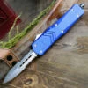 Hot Sale 🎉 CobraTec Blue FS-X OTF Knife CTKLBLUFS-XLDAG2SS, 3.75" D2 Steel Dagger Double Serrated Blade, Blue Aluminum Handle 👏