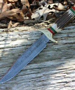 Best Sale 💯 Damascus Blade Knife Damascus 1032 Bowie, 9" Damascus Plain Blade, Stag Handle ✨