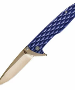 Brand new 🔥 Gerber 30-001354 One-Flip, 3.2 in 5Cr15MoV Champagne Plain Blade, Blue Aluminum Handle 👍