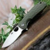 Discount 🎁 Honey Badger Knives Large Flipper HB1003, 3.63" 8Cr13MoV Satin Drop Point Plain Blade, Green FRN Handle 🤩