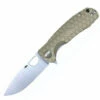 Hot Sale ⌛ Honey Badger Knives Large D2 Flipper HB1009, 3.63" D2 Satin Drop Point Plain Blade, Tan FRN Handle w/ Red Back Spacer 👏