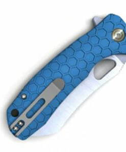 Outlet 😍 Honey Badger Knives Large D2 Warncleaver Flipper HB1036, 3.63" D2 Satin Warncleaver Plain Blade, Blue FRN Handle ❤️ -Automatic Knives shop hb1036 1 15846.1615823172