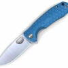 Flash Sale 😀 Honey Badger Knives Medium D2 Flipper HB1058, 3.19" D2 Satin Drop Point Plain Blade, Blue FRN Handle 🔥