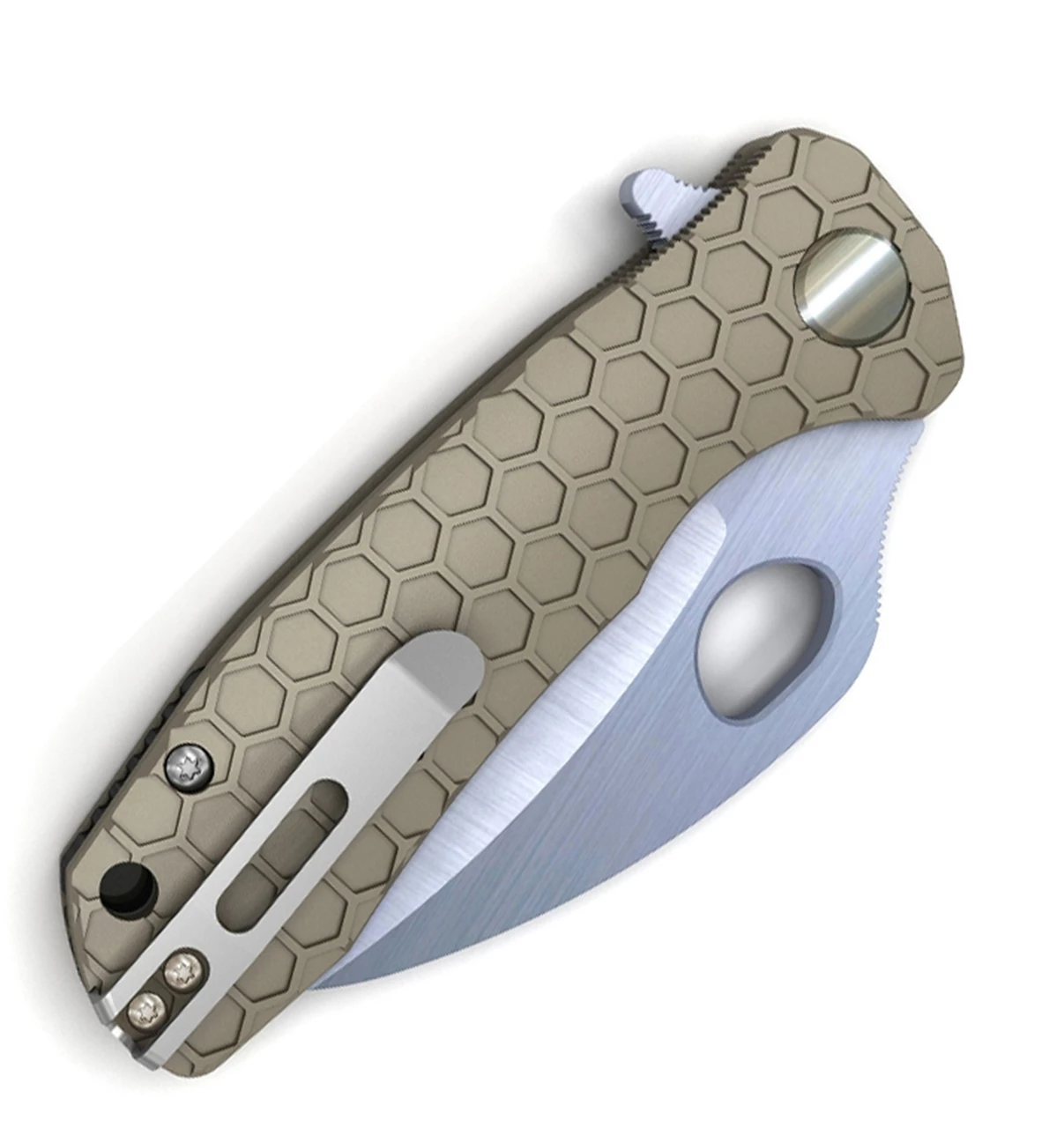 New 😀 Honey Badger Knives Large Claw Flipper HB1102, 3.38" 8Cr13Mov Claw Smooth Plain Blade, Tan FRN Handle 🎁 2 New 😀 Honey Badger Knives Large Claw Flipper HB1102, 3.38" 8Cr13Mov Claw Smooth Plain Blade, Tan FRN Handle 🎁 - Image 2