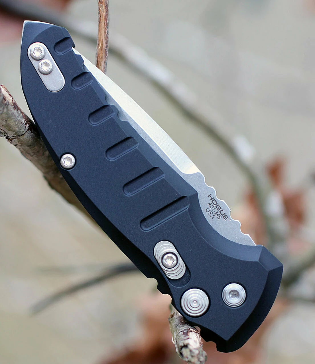 Outlet 🌟 Hogue 24110 A01-Microswitch, 2.75" Drop Point Plain Blade, Black Aluminum Handle ✨ 4 Outlet 🌟 Hogue 24110 A01-Microswitch, 2.75" Drop Point Plain Blade, Black Aluminum Handle ✨ - Image 4