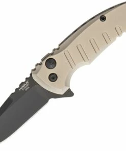 Wholesale 🎁 Hogue 24177 X1 Micro Button Lock, 2.75" CPM-154 Plain Blade, Matte Tan Aluminum Handle 😀