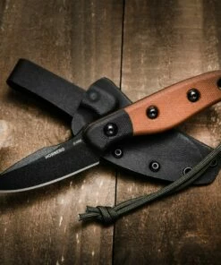 Promo 👍 Tops Knives Hornero HORN-01, 3" 1095 Black Plain Blade, Tan Canvas/Black Canvas Micarta Handle 🛒
