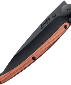 Promo 🤩 Deejo Knives Deejo Black 37G, 3.75" 420 SS Blade, Coralwood/Titanium Handle ⭐ -Automatic Knives shop image 28226.1572881156