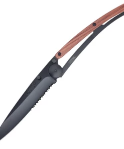 Promo 🤩 Deejo Knives Deejo Black 37G, 3.75" 420 SS Blade, Coralwood/Titanium Handle ⭐