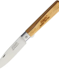 Best Sale 🎉 MAM2036L Linerlock Drop Point, 3" Stainless Steel Satin Blade, Olive Wood Handle ✨