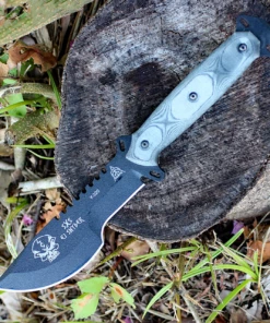 Top 10 🛒 TOPS Skullcrusher's Xtreme Sidekick SXS-01, 5.25" 1095 Steel Black Traction Blade, Black Linen Micarta Handle ⌛