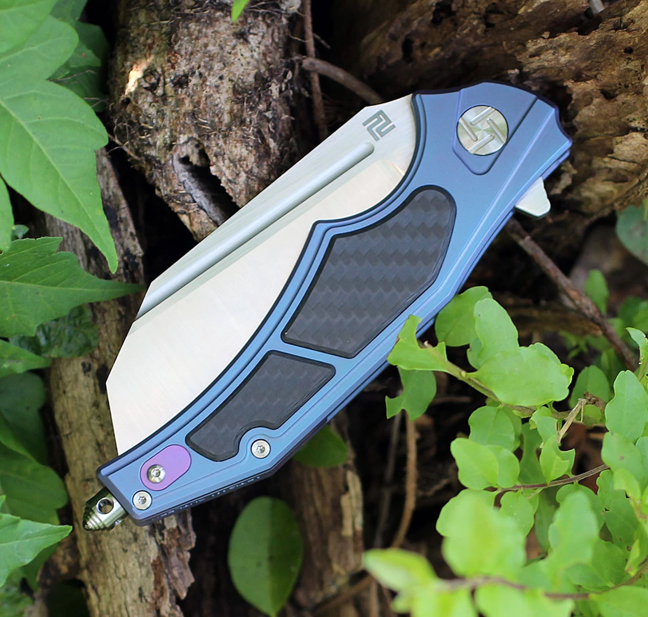 Best deal 👍 Artisan Cutlery Artisan Apache ATZ1813GBUM, 3.82" M390 Plain Blade, Blue Titanium/Carbon Fiber Handle 💯 4 Best deal 👍 Artisan Cutlery Artisan Apache ATZ1813GBUM, 3.82" M390 Plain Blade, Blue Titanium/Carbon Fiber Handle 💯 - Image 4