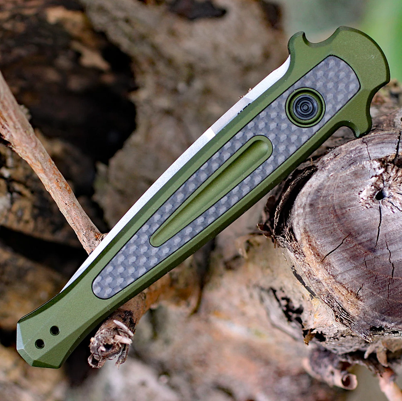 Cheapest ✔️ Kershaw Knives Kershaw 7150OLSW Launch 8, 3.5" CPM 154 Plain Blade, Olive Green Aluminum/Carbon Fiber Insert Handle 🌟 4 Cheapest ✔️ Kershaw Knives Kershaw 7150OLSW Launch 8, 3.5" CPM 154 Plain Blade, Olive Green Aluminum/Carbon Fiber Insert Handle 🌟 - Image 4