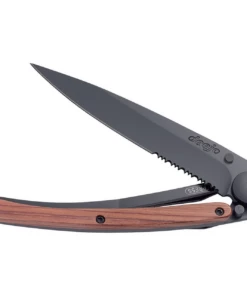 Promo 🤩 Deejo Knives Deejo Black 37G, 3.75" 420 SS Blade, Coralwood/Titanium Handle ⭐ -Automatic Knives shop image 86040.1572881156