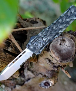 Outlet 😍 CobraTec Knives LCFCTK-1LTS Large CTK-1 Carbon Fiber Wrap, 3.75" D2 Steel Tanto Serrated Blade, Aluminum Handle ✔️