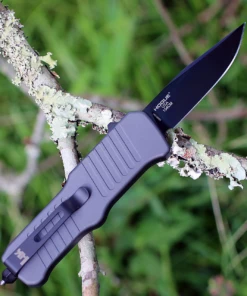 New ✔️ HK Knives HK Mini Incursion OTF Automatic, 2.95" Black PVD Clip Point Blade, Grey Black Aluminum Frame-54052 ❤️ -Automatic Knives shop image 87378.1572614784