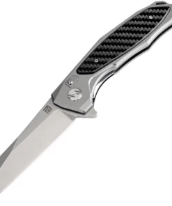 Best Pirce ❤️ Artisan Cutlery Artisan Falcon ATZ1809PGCF, 3.94" D2 Plain Blade, Gray Aluminum/Carbon Fiber Handle 🧨