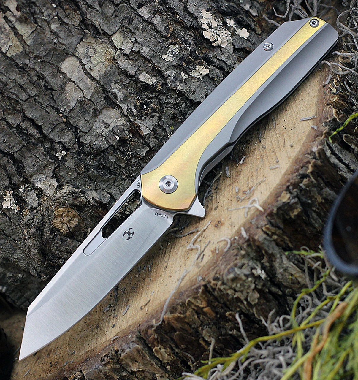 Discount ✨ Kansept Knives K1006A2, Shard Flipper, 3.5" CPM-S35VN Wharncliffe Blade, Gray & Bronze Titanium Handle 😍 1 Discount ✨ Kansept Knives K1006A2, Shard Flipper, 3.5" CPM-S35VN Wharncliffe Blade, Gray & Bronze Titanium Handle 😍