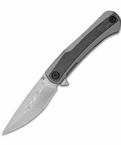 Budget 😍 Kansept Knives Kansept Kratos - Marble CF and Titanium (3.79" Damascus) K1024A4 🤩