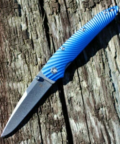 Brand new 💯 Kizer Cutlery Kizer KI4419A2 Silver, 3.50 in. CPM-S35VN Stonewash Plain Blade, Blue Aluminum Handle 🌟