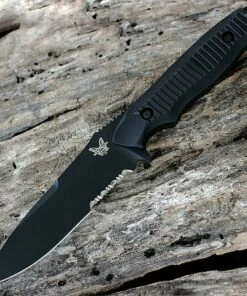 New 👏 Benchmade Knives Benchmade BM140SBK Nimravus, 4.5" 154CM SS Combo Blade, Black Aluminum Handle, Nylon Sheath 🎁