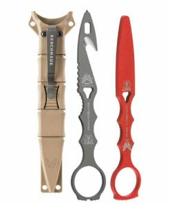 Promo ⌛ Benchmade Knives Benchmade SOCP Grey Rescue Tool w/ Red Trainer Blade, 179GRYSN-COMBO, 2.5 in. 440C Rescue Tool, Tan Sheath 🌟