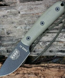 Best Sale 👏 ESEE Knives ESEE Model 3, 3HM, Black Plain Edge, Modified Canvas Handles, Brown Leather Sheath 💯