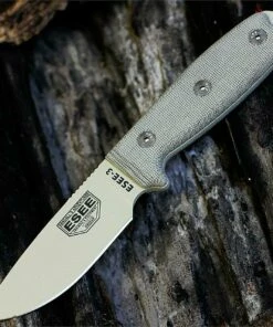 Coupon 💯 ESEE Knives ESEE 3P-MB-DT, Plain Edge,Foliage Green Molded Sheath w/ Molle Back ✔️