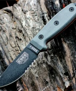 Buy 🔔 ESEE Knives, 3S-KO, Black Blade, Combo Edge, Micarta Handle, Knife Only, No Sheathing 🛒