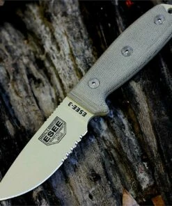 Outlet 🔔 ESEE Knives, 3S-KO-DT, Tan Blade, Combo Edge, Micarta Handle, Knife Only, No Sheathing 🤩