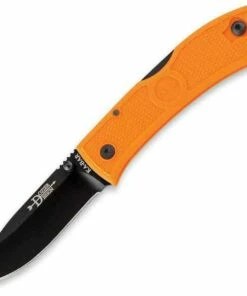 Budget 😀 KA-BAR Dozier Folding Hunter, Blaze Orange Handle, Black Plain Edge ✔️