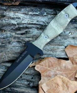Wholesale 🛒 Dawson Knives, 4 in. Raider 5160 Black Cerakote Finish Fixed Blade, Green Micarta Handle ✔️