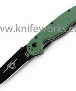 Deals 😀 Ontario Rat Model II, 7" O/A Length, Black Blade, OD Green Nylon Handles 🔔