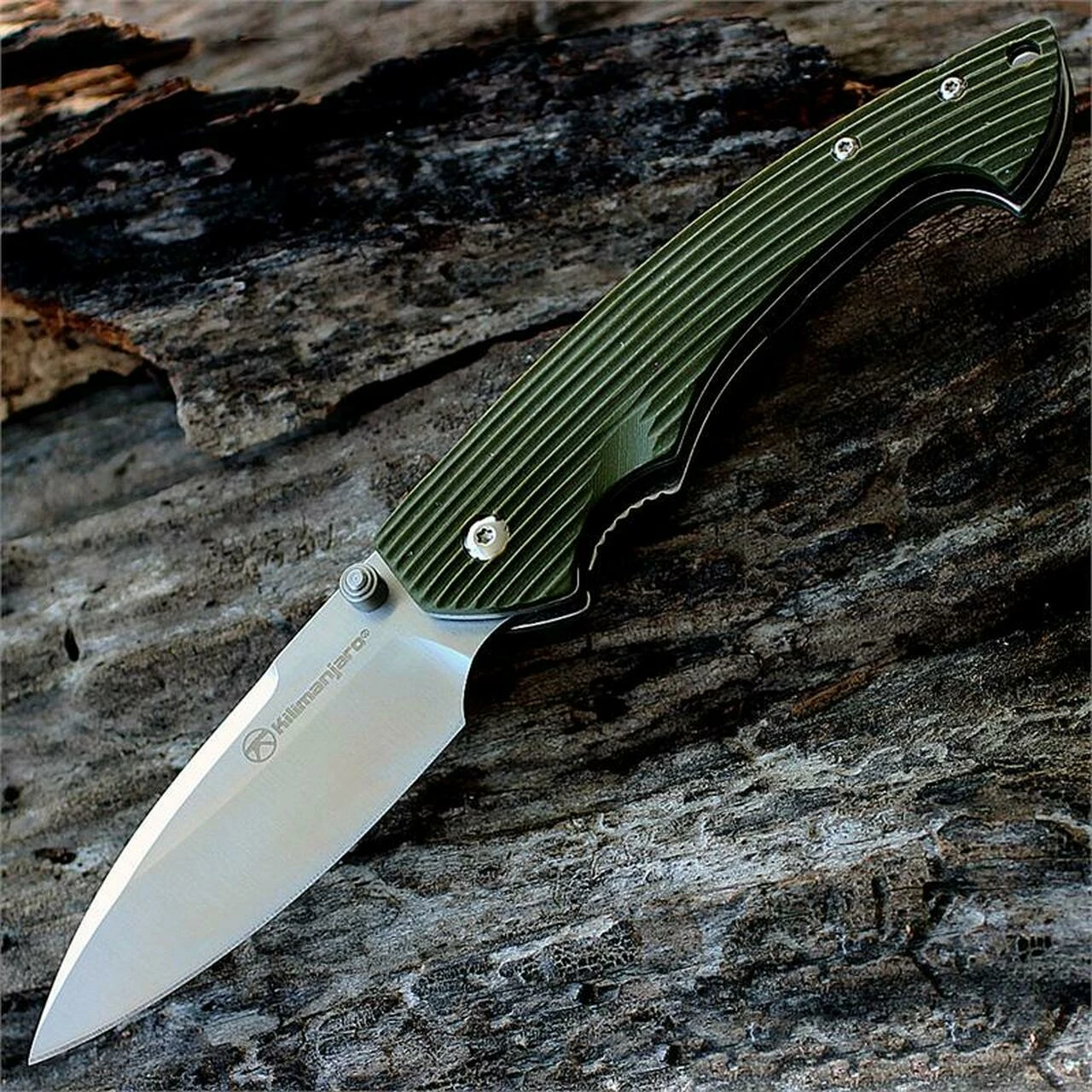 Flash Sale 😀 Kilimanjaro, 910016, Firma folder, 3.2 in. Curved Drop Point Satin Blade, Green Handle ✔️ 1 Flash Sale 😀 Kilimanjaro, 910016, Firma folder, 3.2 in. Curved Drop Point Satin Blade, Green Handle ✔️