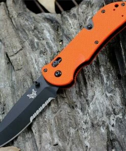 New ❤️ Benchmade Knives Benchmade BM916SBK-ORG Triage Utility Knife, 3.5" N680 SS Combo Blade, Orange G10 Handle 🛒