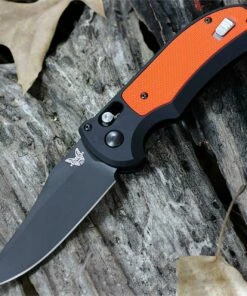 Cheap 🌟 Benchmade Knives Benchmade Auto Triage 9170BK-ORG, 3.58 in. N680 Stainless Blade, Aluminum and G10 Handle, Black Plain Edge 💯