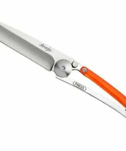 New 👍 Deejo Knives Deejo DEE9AP005 Colors 27g, 3.12" 420 SS Plain Blade, Orange Polycarbonate Handle 💯